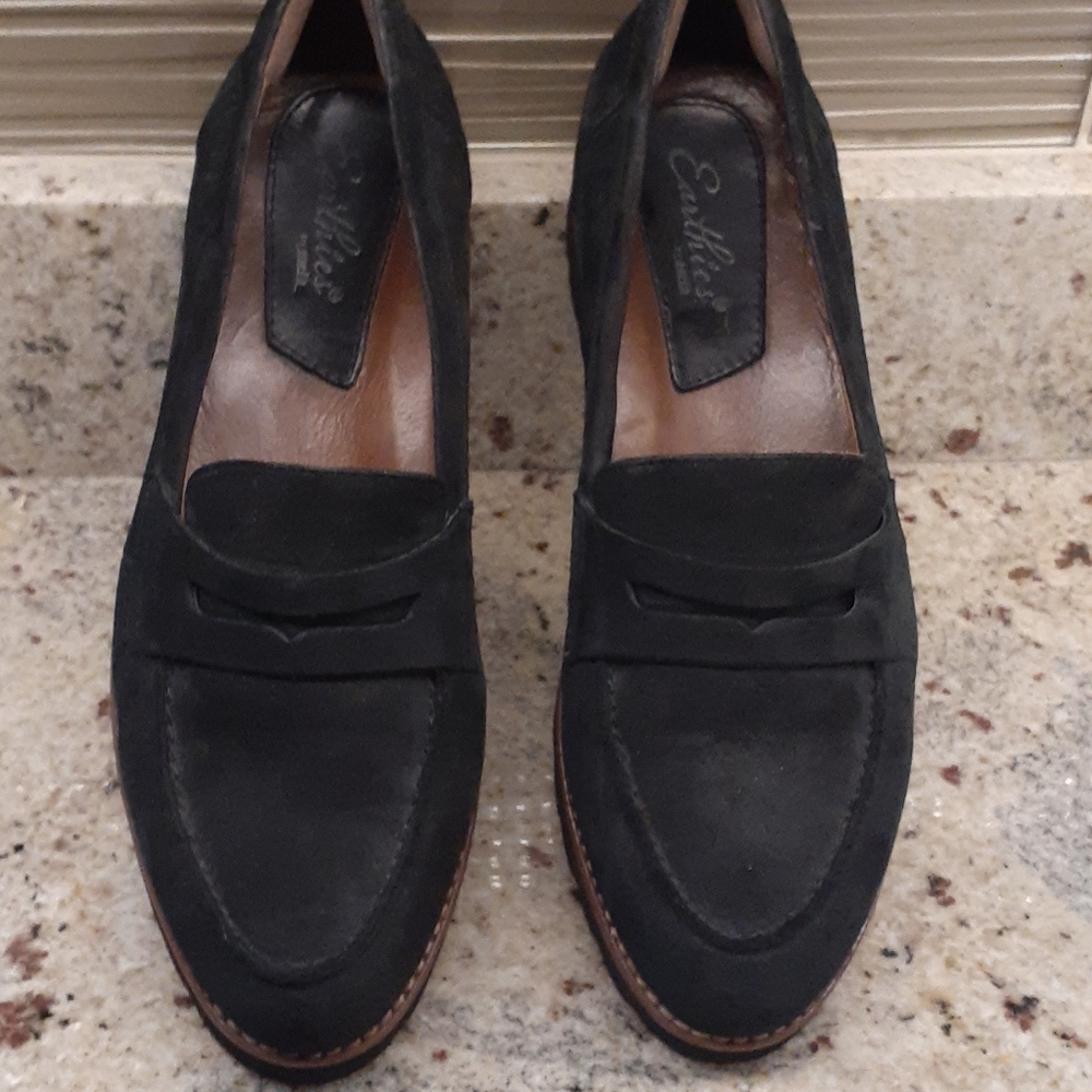 Earthies by Earth "Braga" Black Suede Penny Loafer